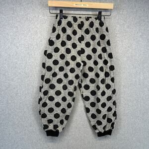 Malina Sweatpants Kids Girls Size 10 Gray Black Polka Dot 100% Cotton Pull On